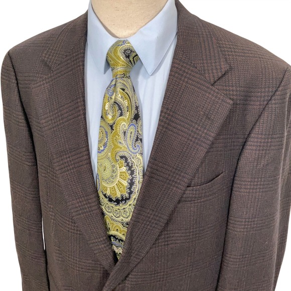 Polo University Club Ralph Lauren Blazer Mens 44R Brown Blue Glen Plaid Heritage